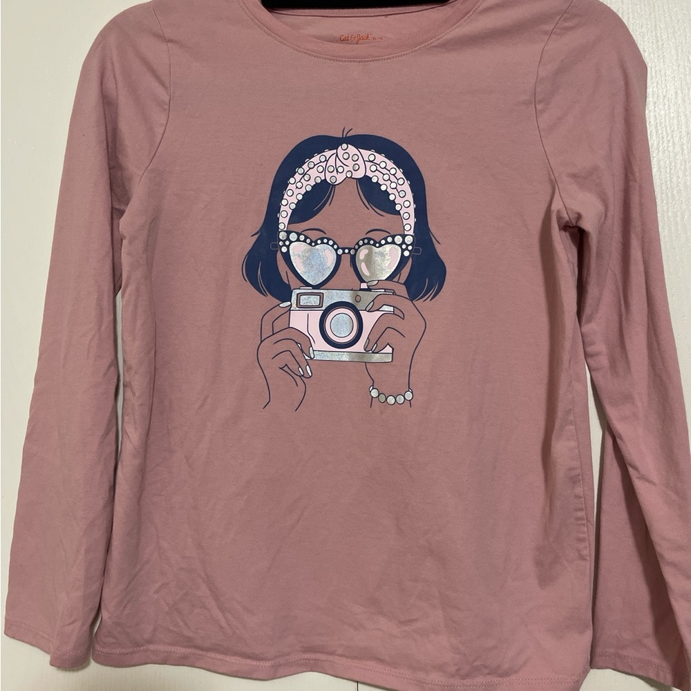 Cat & Jack Pink Long Sleeve Tee with Graphic